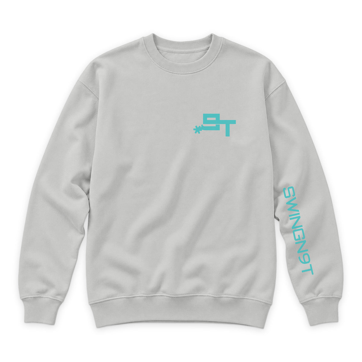 Dally Em Up Crewneck — Dove Grey — front view on white