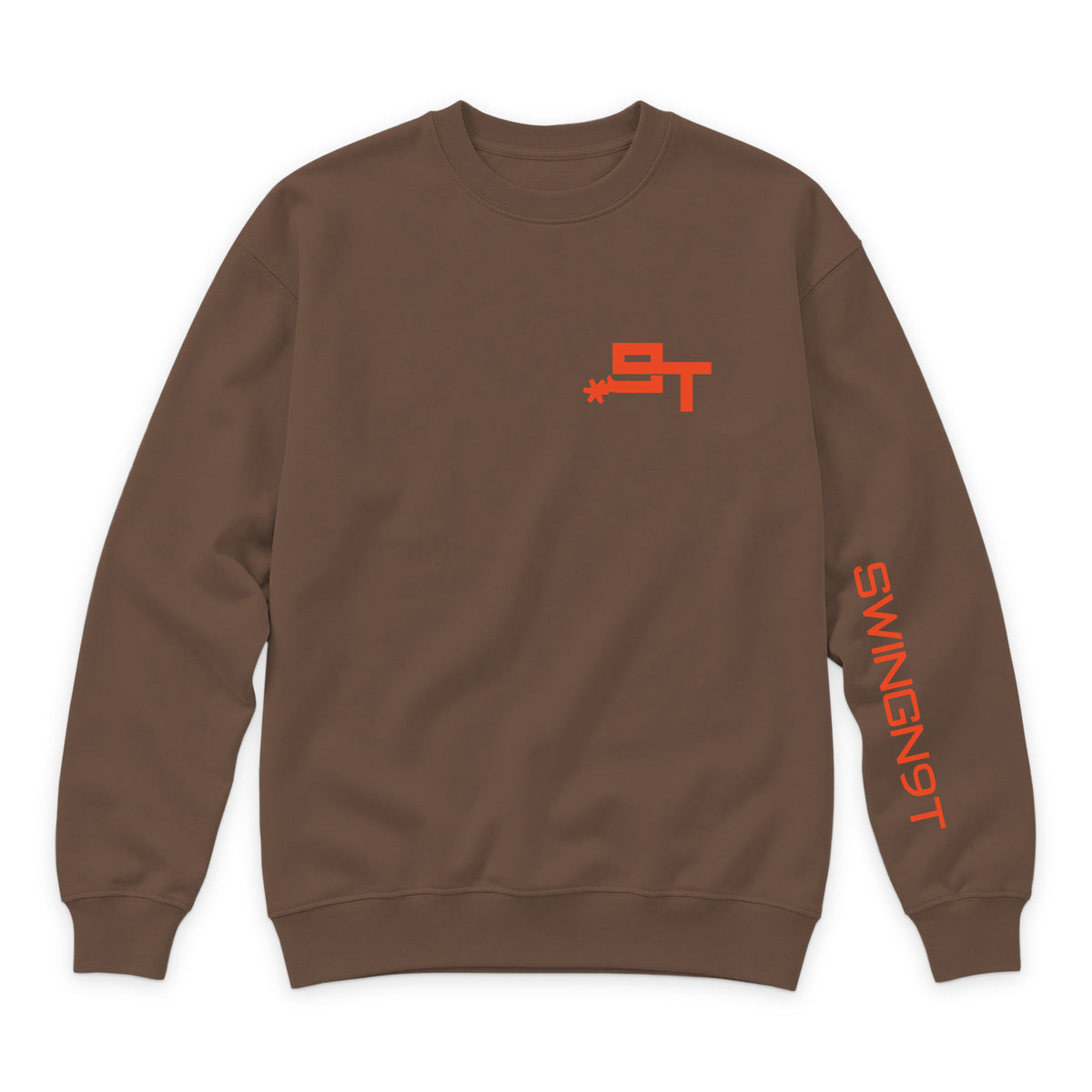 Cowboy Guts Crewneck — Chestnut — front view on white