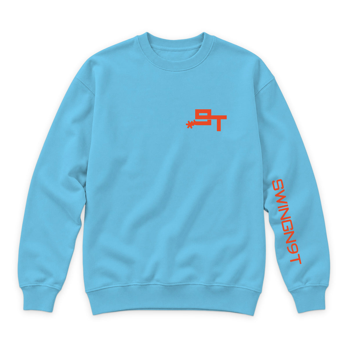 Cowboy Guts Crewneck — Ocean Blue — front view on white