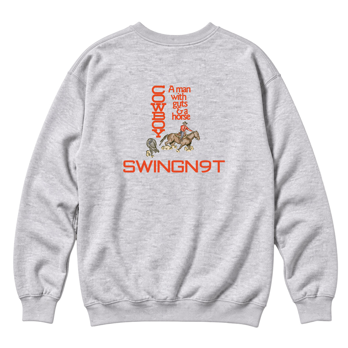 Cowboy Guts Crewneck / Heather Grey / back on white