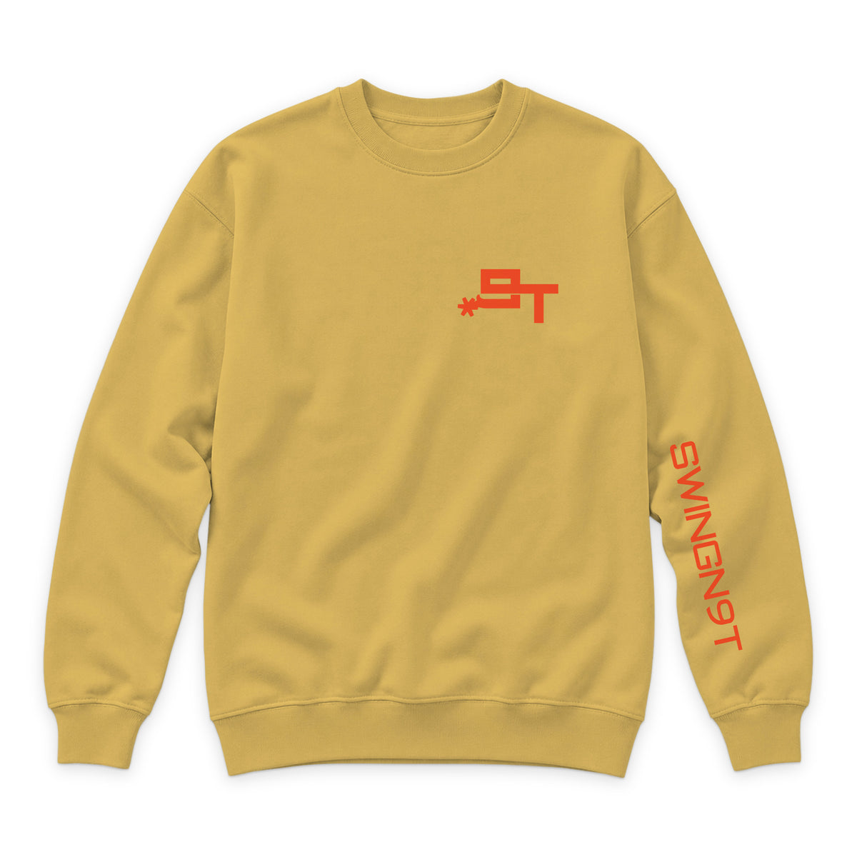 Cowboy Guts Crewneck — Antique Gold — front view on white