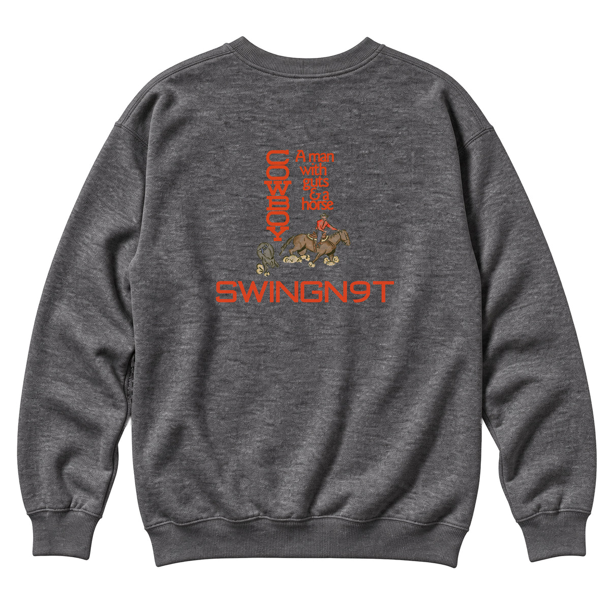 Cowboy Guts Crewneck / Charcoal Heather / back on white