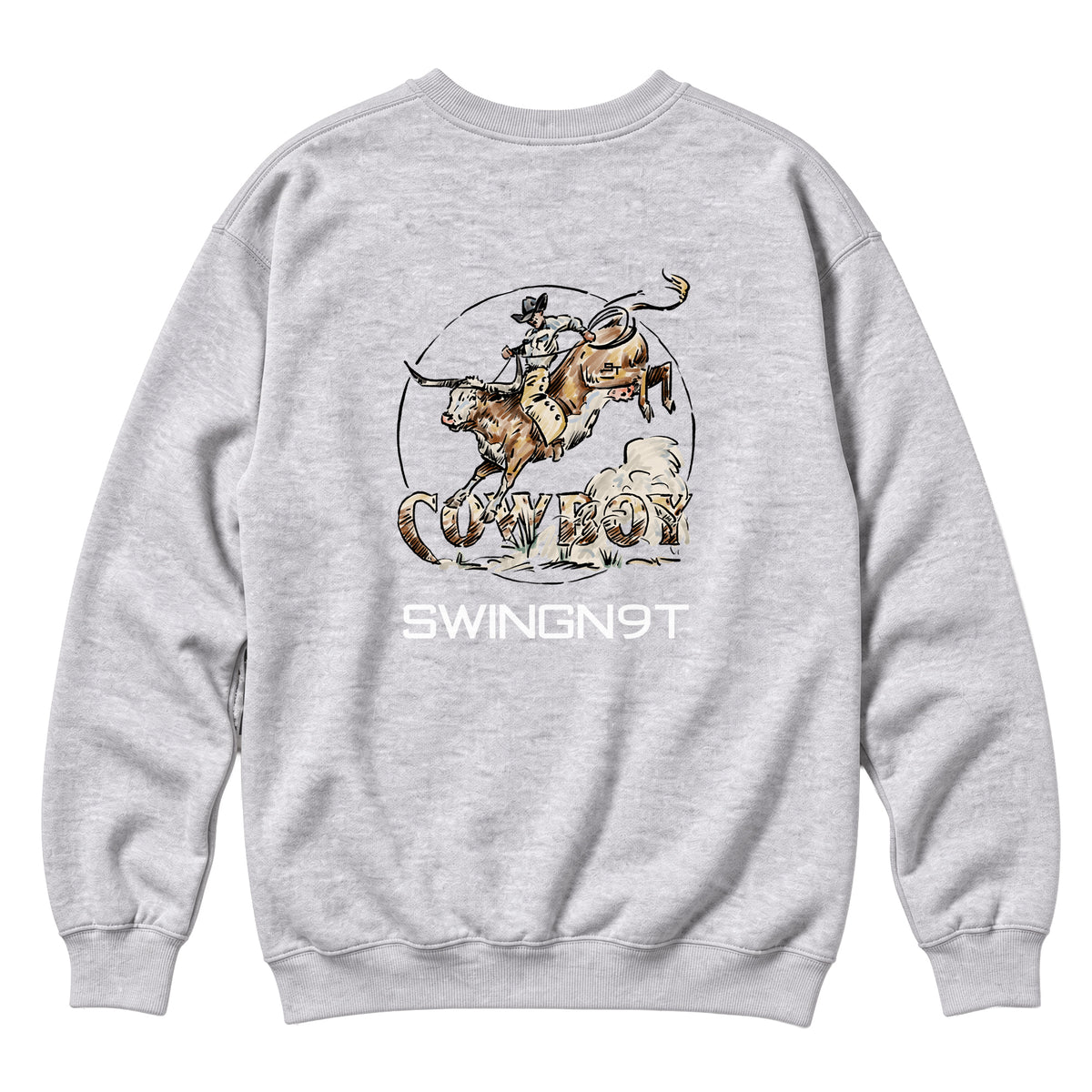 Cowboy Branded Crewneck / Heather Grey / back on white