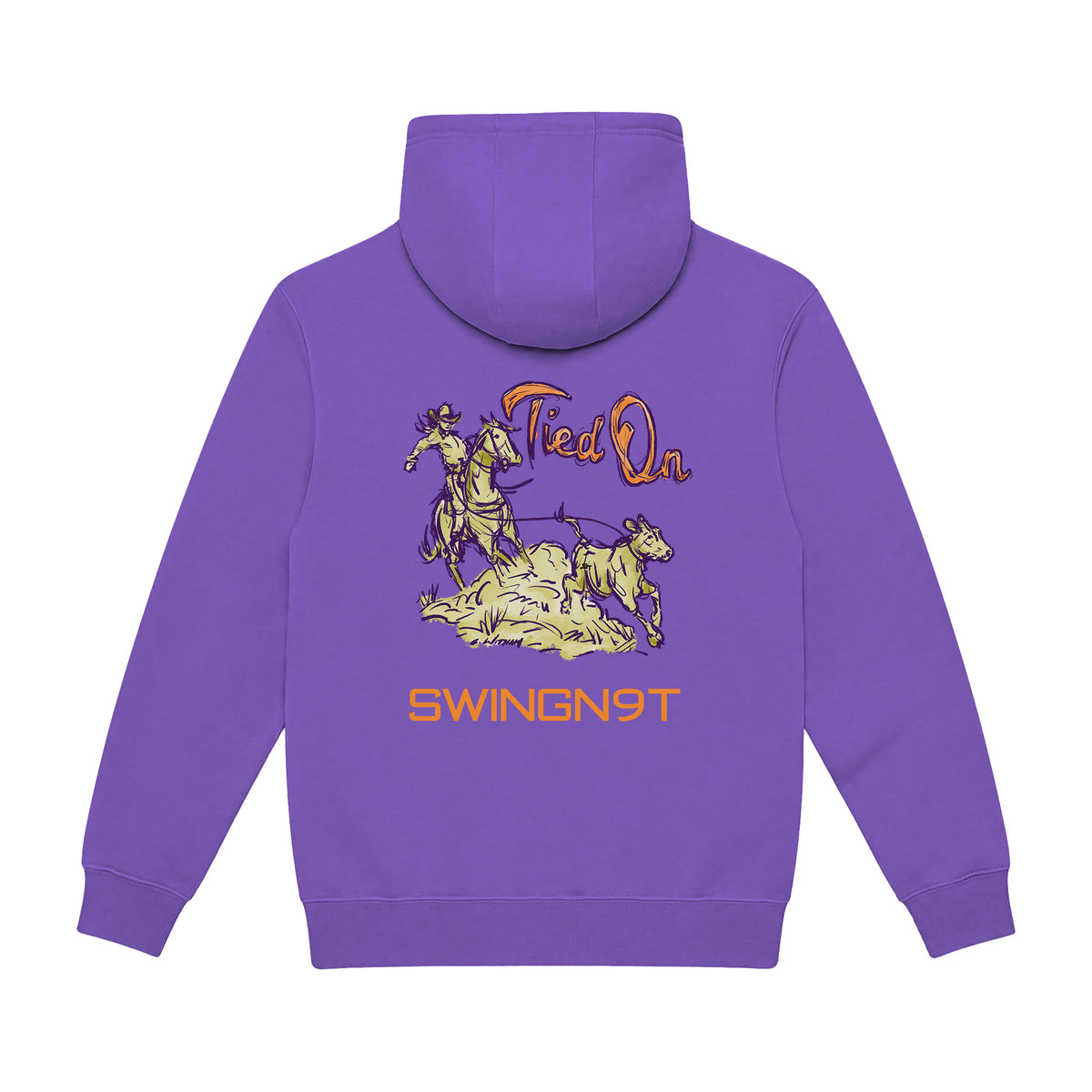 Tied On Branded Hoodie / Purple / back on white