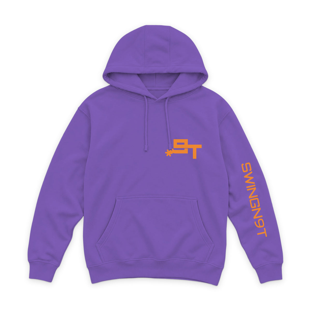 Tied On Branded Hoodie — Purple — front view on white
