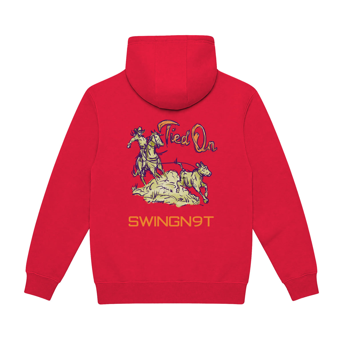 Tied On Branded Hoodie / Cardinal / back on white