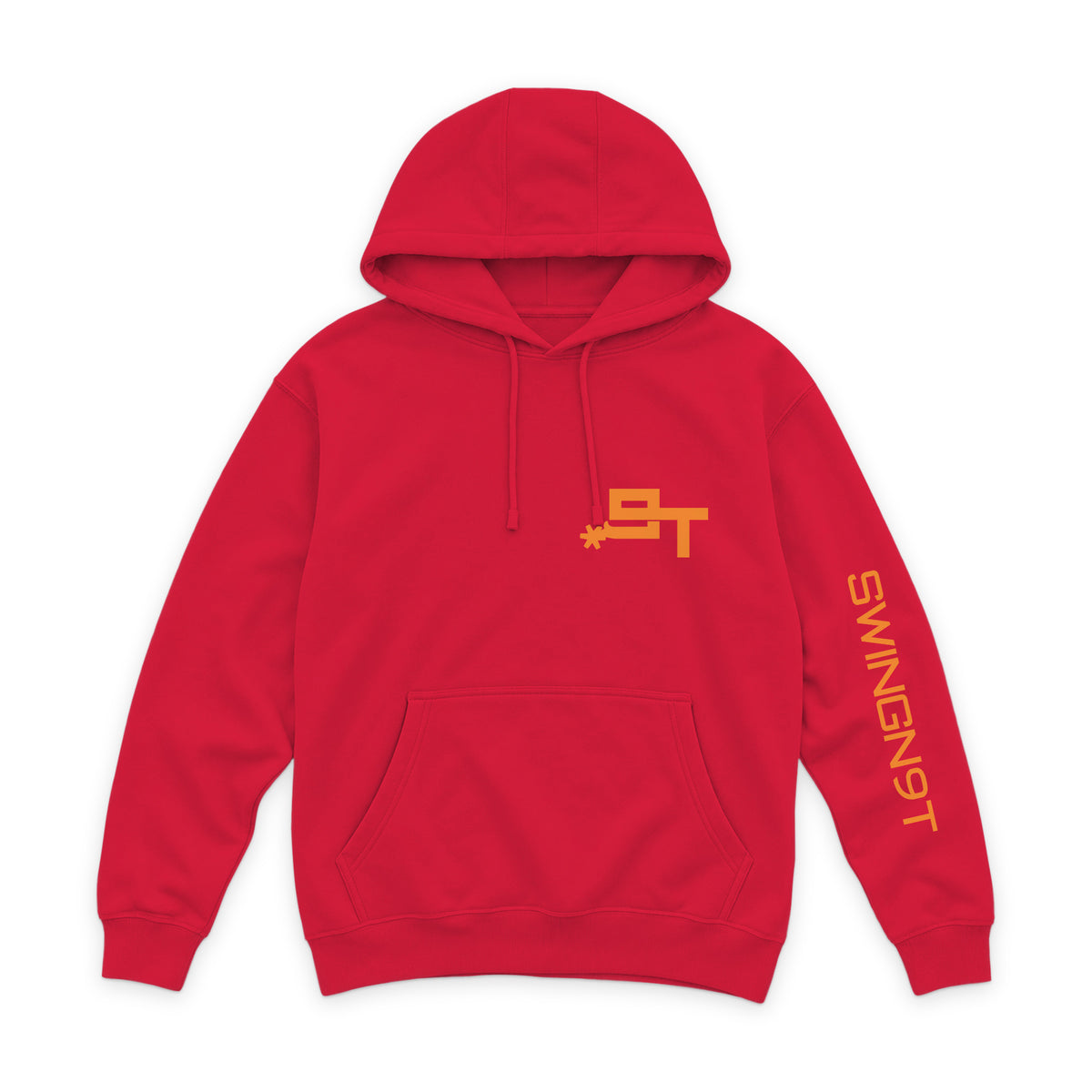 Tied On Branded Hoodie — Cardinal — front view on white