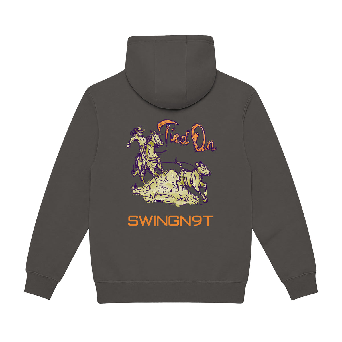 Tied On Branded Hoodie / Smoke / back on white
