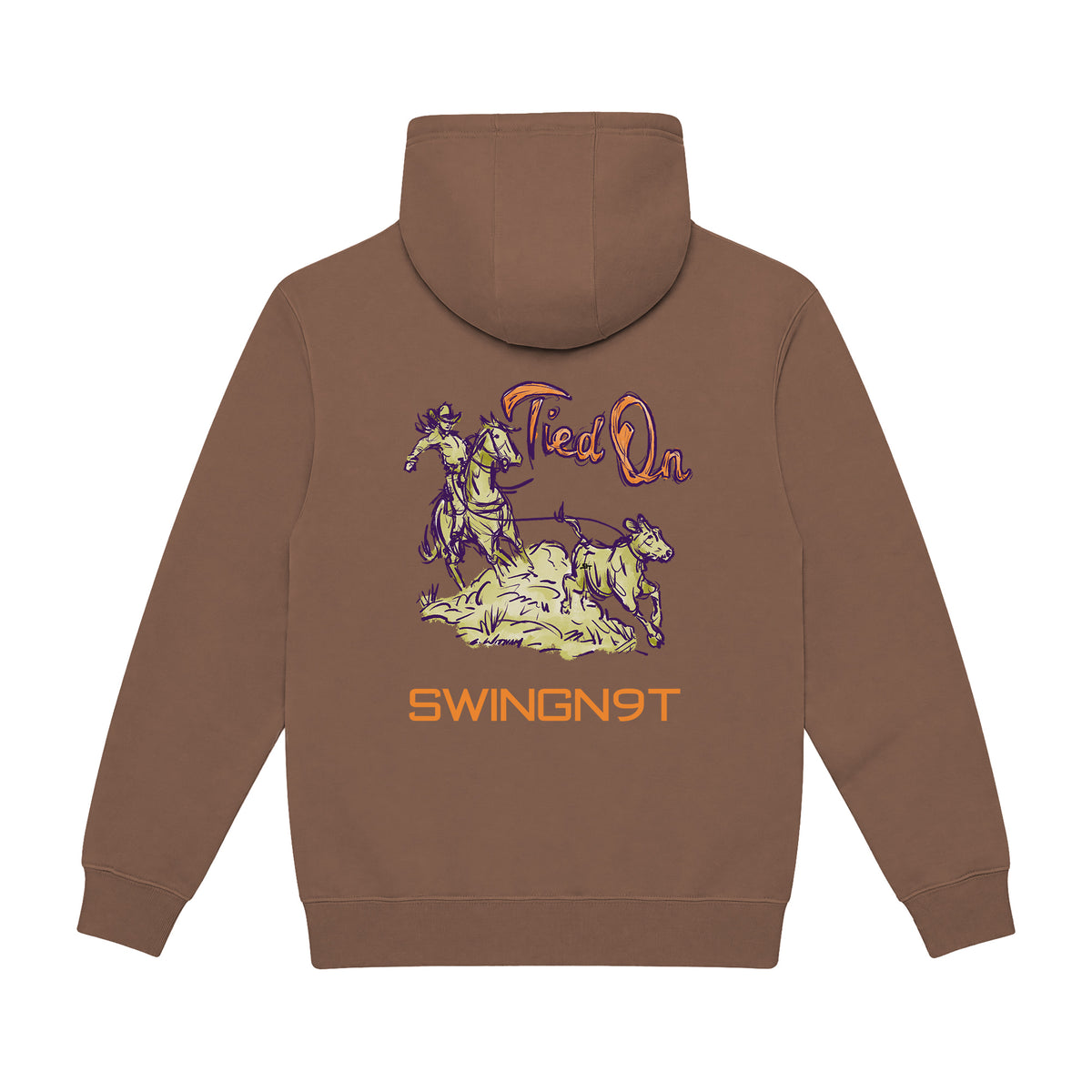 Tied On Branded Hoodie / Chestnut / back on white