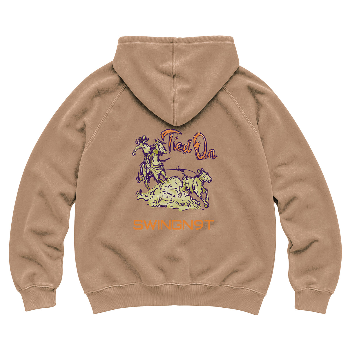 Tied On Branded Hoodie / Vintage Coffee / back on white