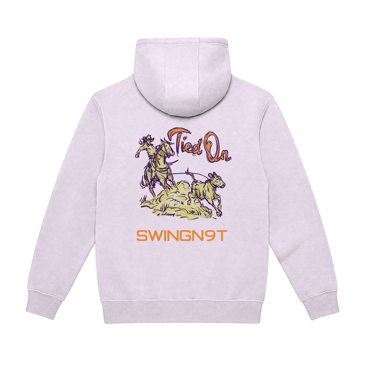 Tied On Branded Hoodie / Lilac / back on white