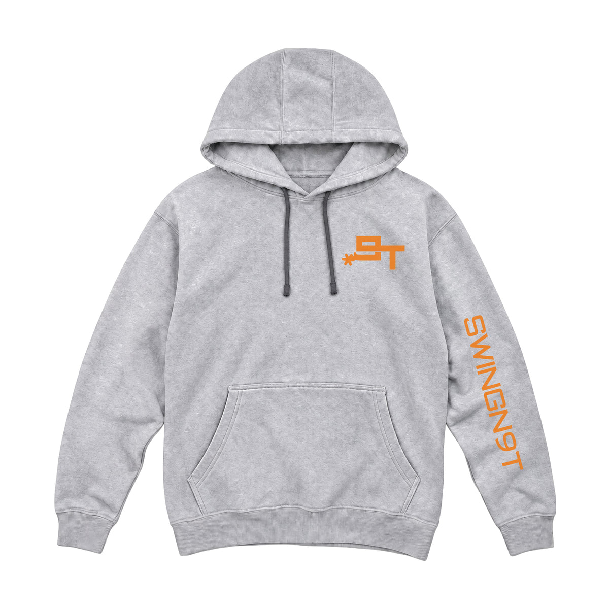 Tied On Branded Hoodie / Heather Grey / front on white