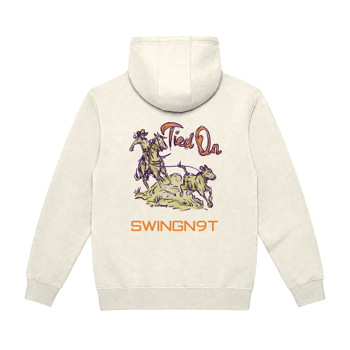 Tied On Branded Hoodie / Tofu / back on white