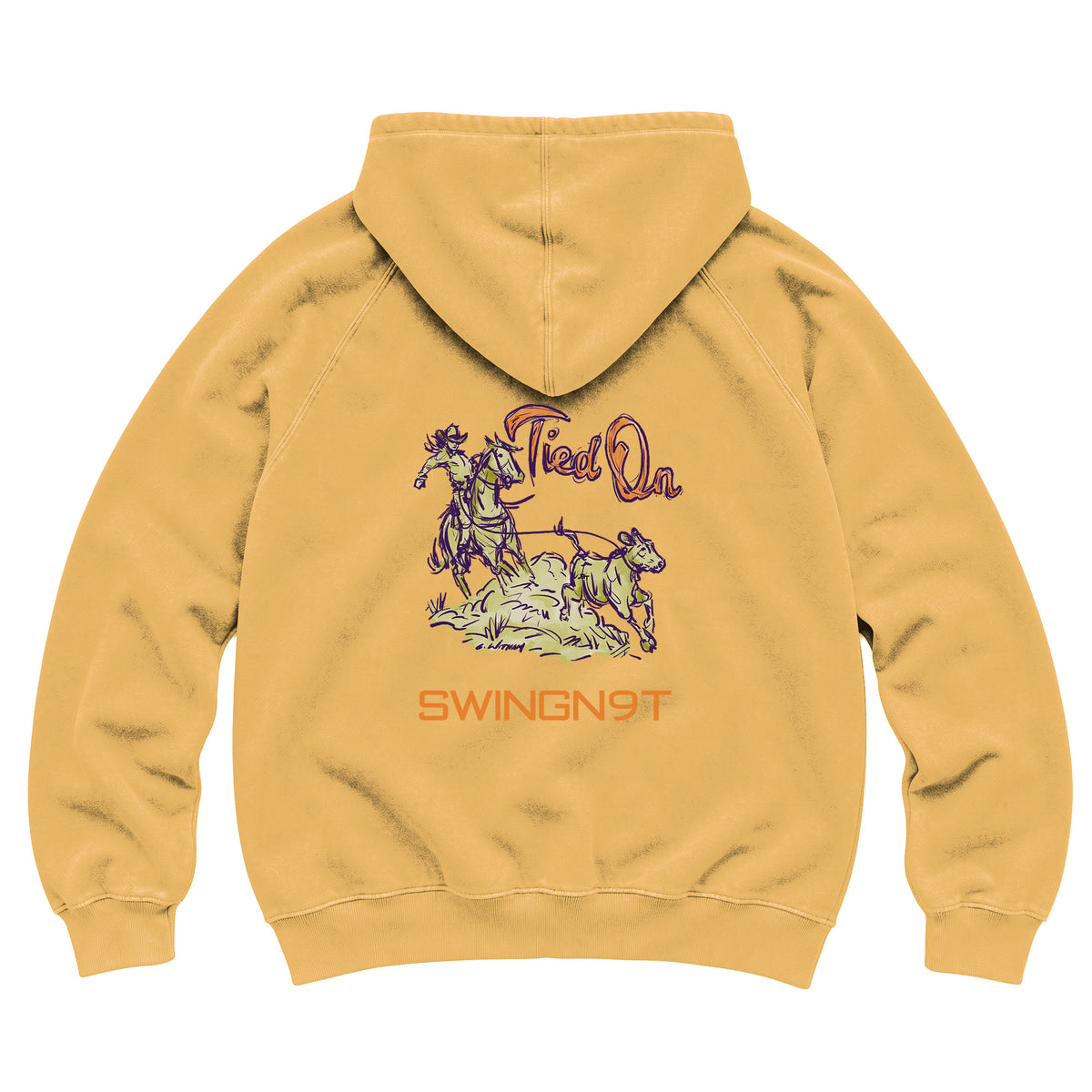 Tied On Branded Hoodie / Vintage Mustard / back on white