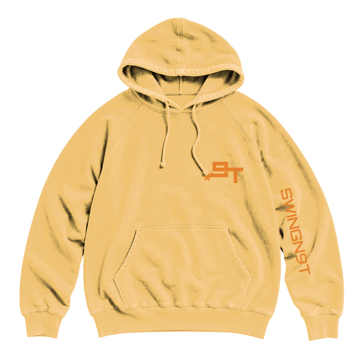 Tied On Branded Hoodie / Vintage Mustard / front on white