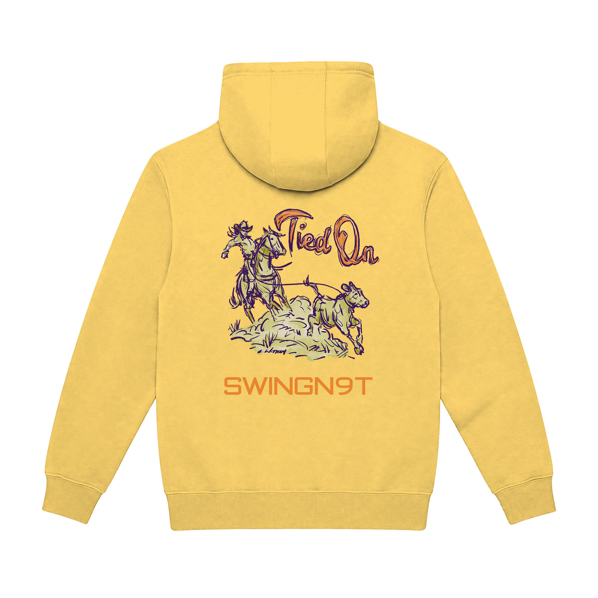 Tied On Branded Hoodie / Antique Gold / back on white