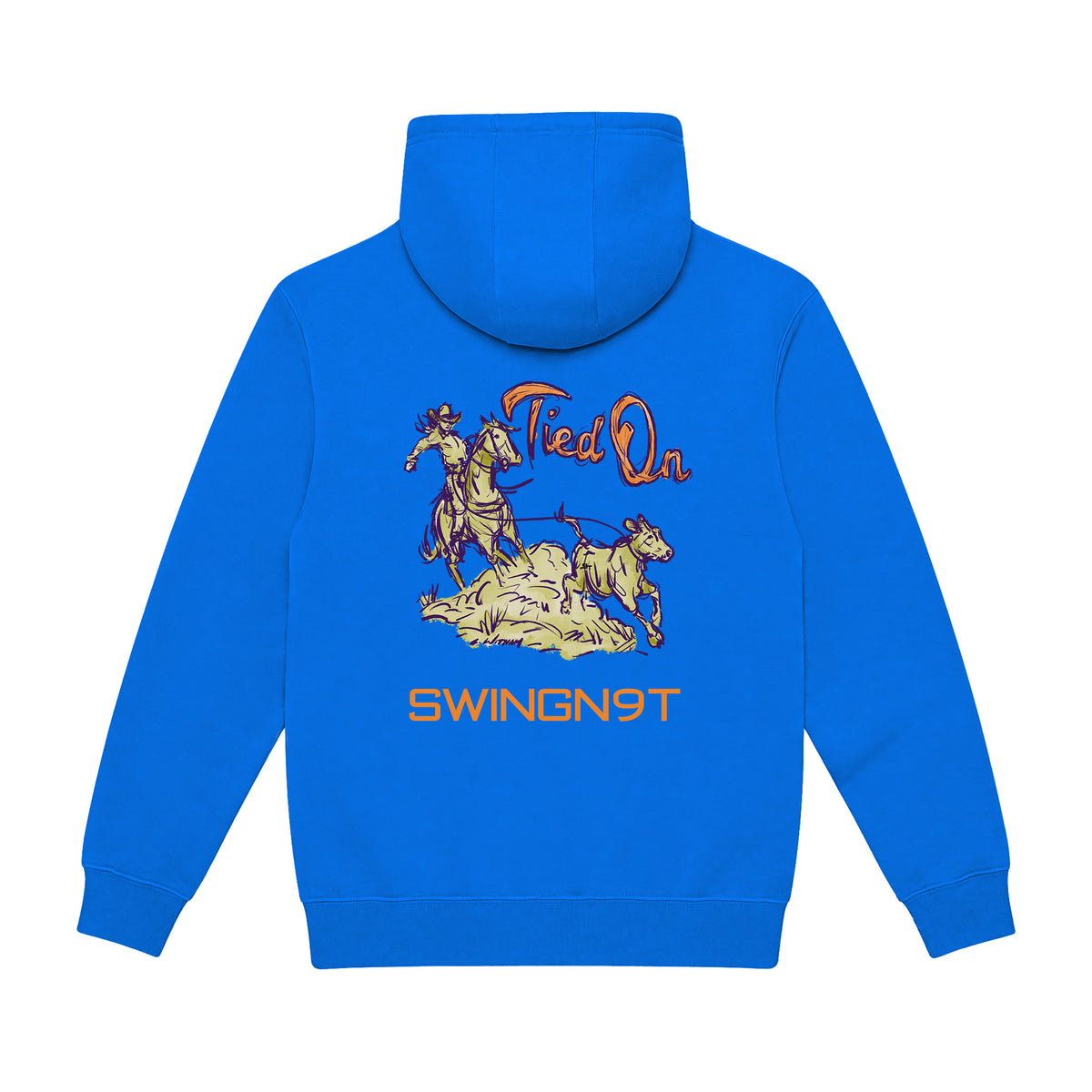 Tied On Branded Hoodie / True Royal / back on white