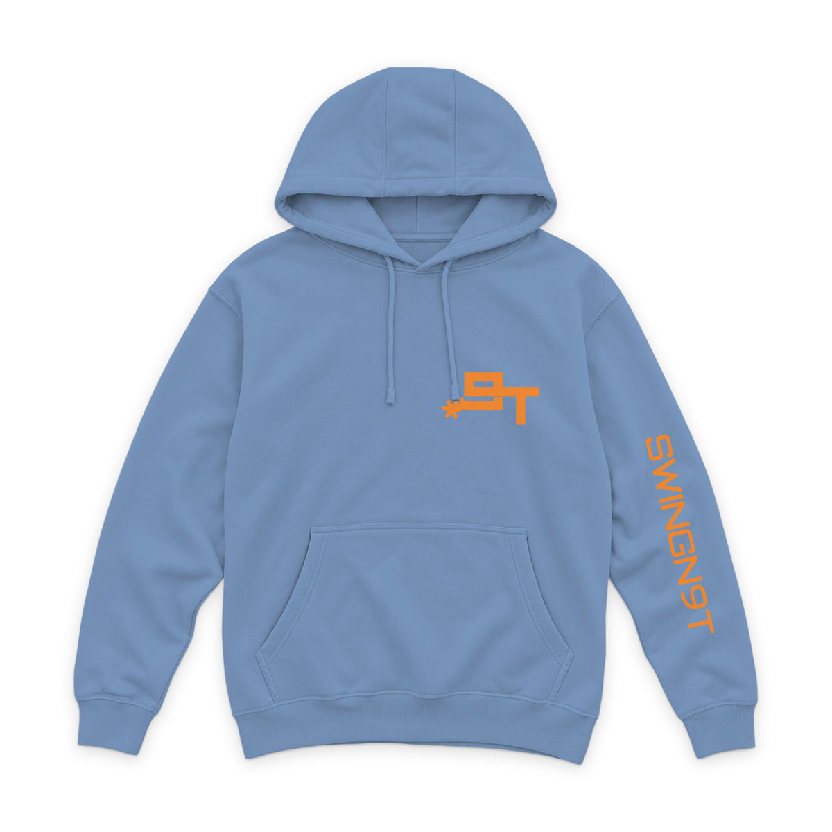 Tied On Branded Hoodie — Colony Blue — front view on white