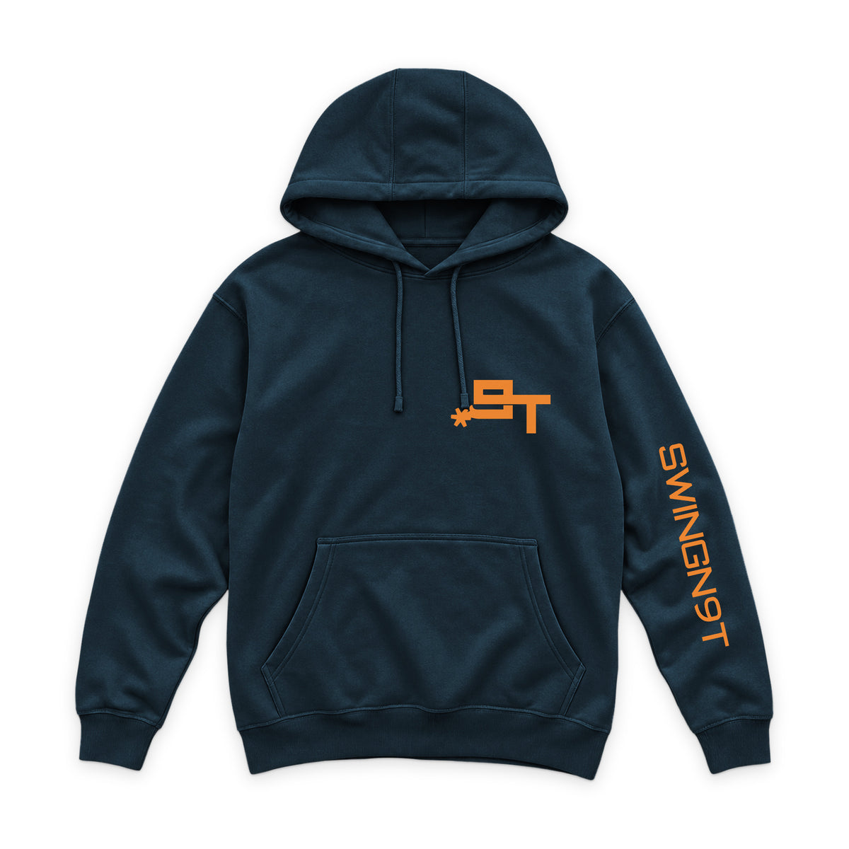 Tied On Branded Hoodie — Navy — front view on white