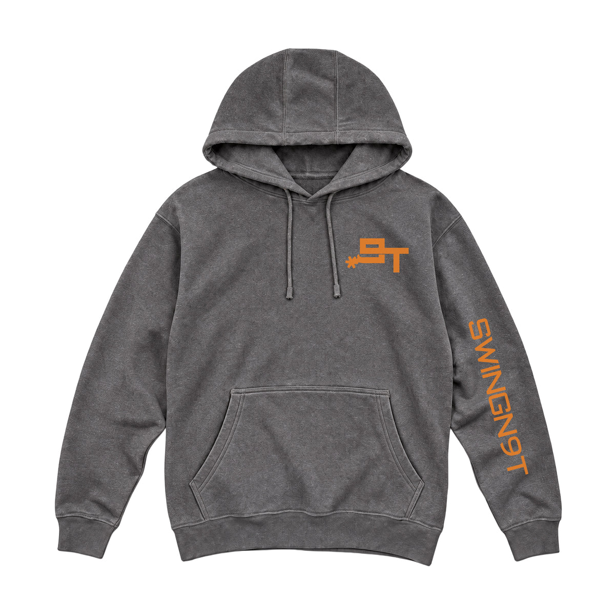 Tied On Branded Hoodie / Charcoal Heather / front on white