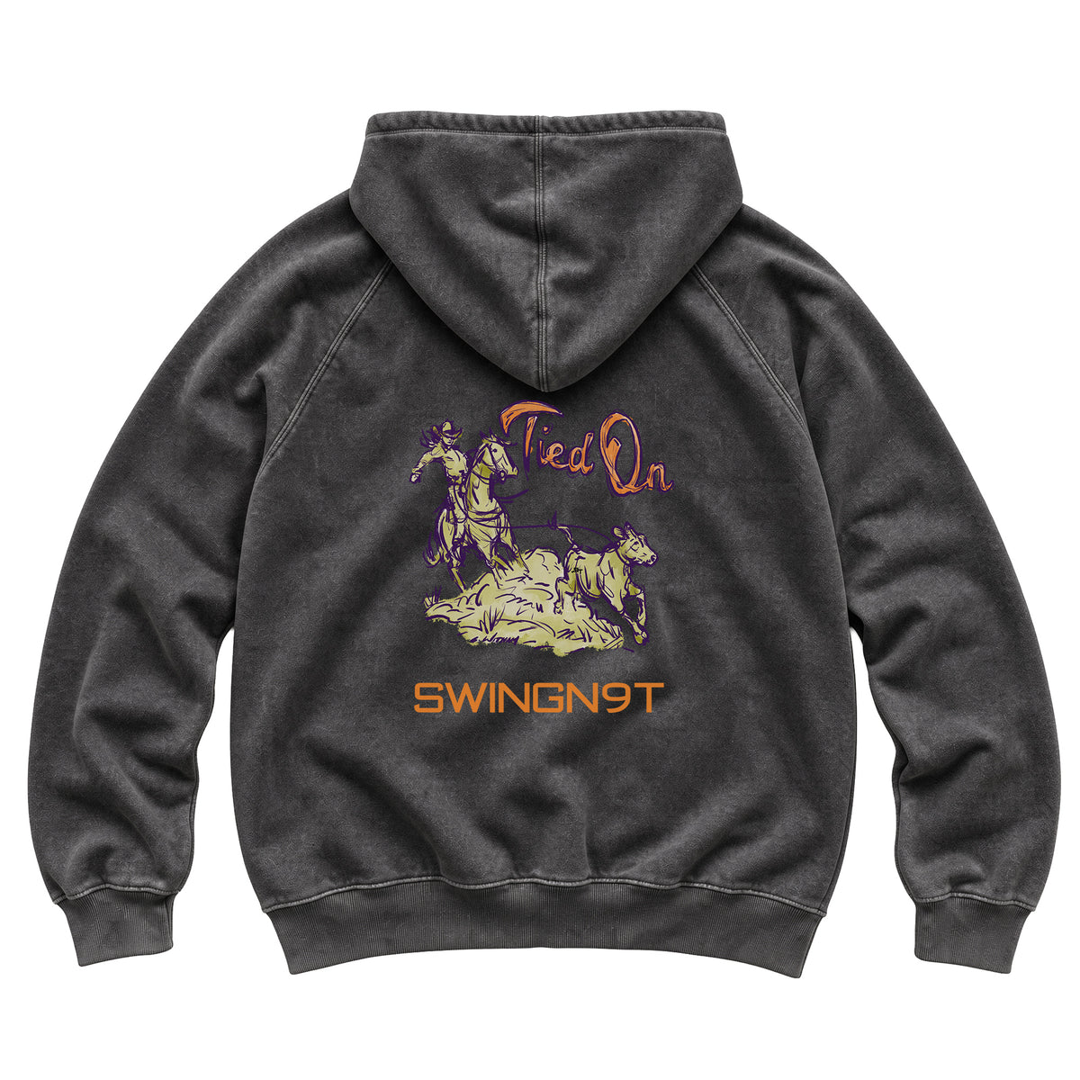 Tied On Branded Hoodie / Vintage Black / back on white