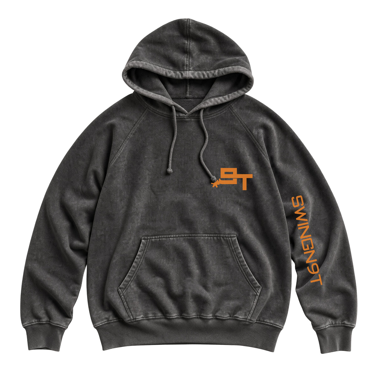 Tied On Branded Hoodie / Vintage Black / front on white