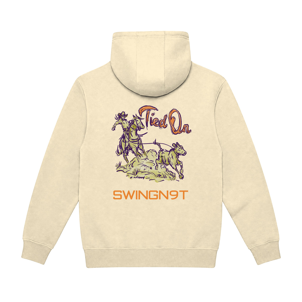 Tied On Branded Hoodie / Pina Colada / back on white