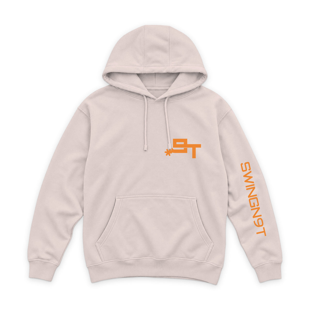 Tied On Branded Hoodie — Pale Pink — front view on white