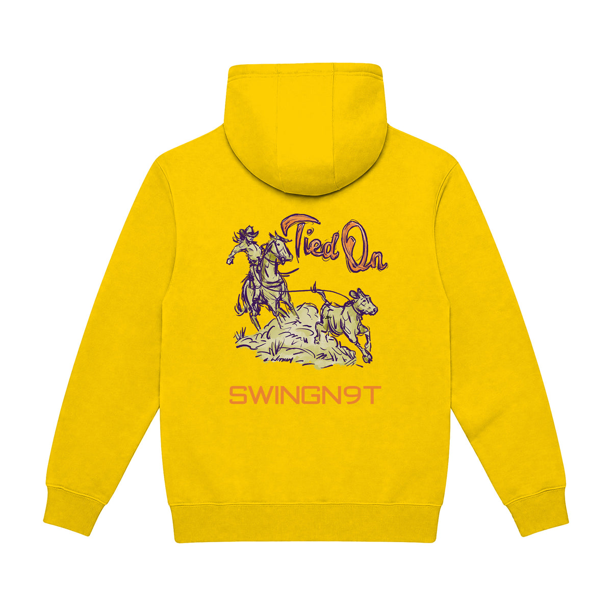 Tied On Branded Hoodie / Lemon / back on white