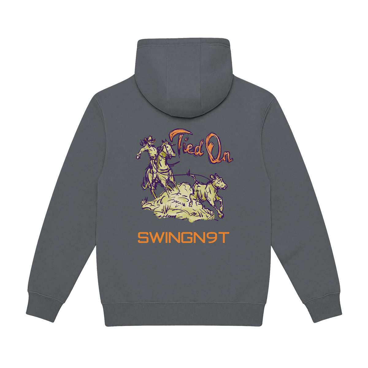 Tied On Branded Hoodie / Rock / back on white