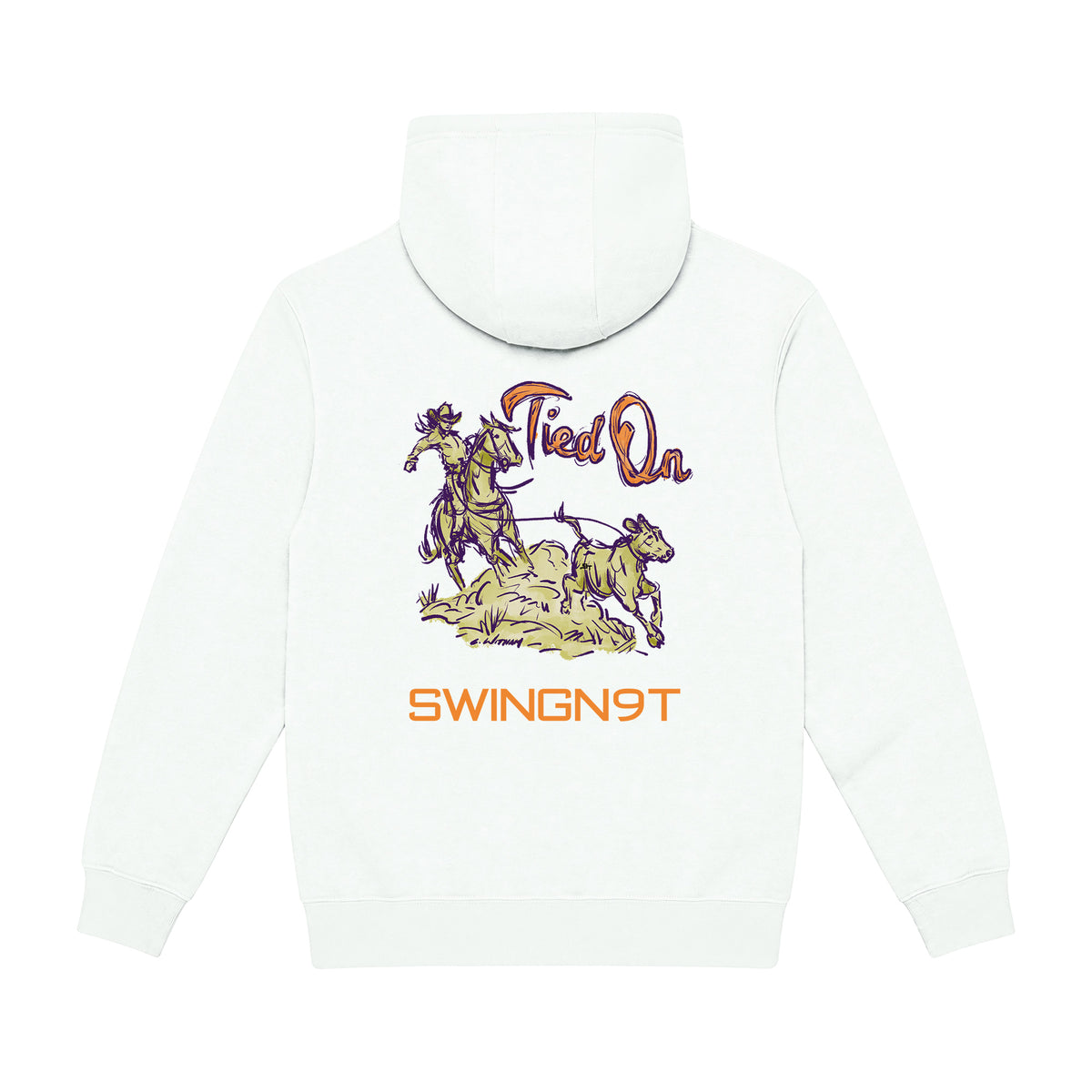 Tied On Branded Hoodie / Oatmeal Heather / back on white