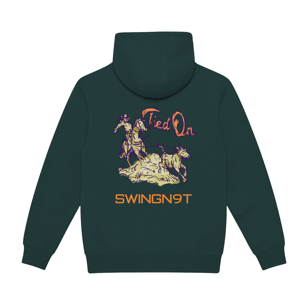Tied On Branded Hoodie / Sport Green / back on white