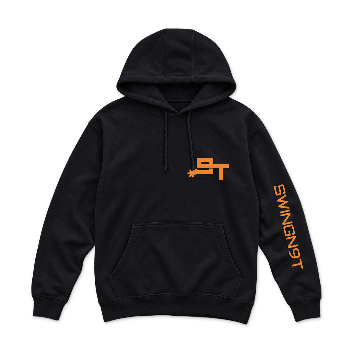 Tied On Branded Hoodie — Black — front view on white