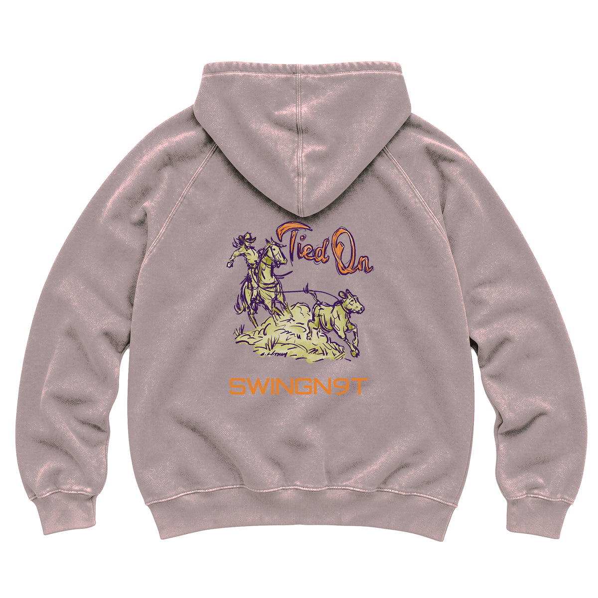 Tied On Branded Hoodie / Vintage Zinc / back on white