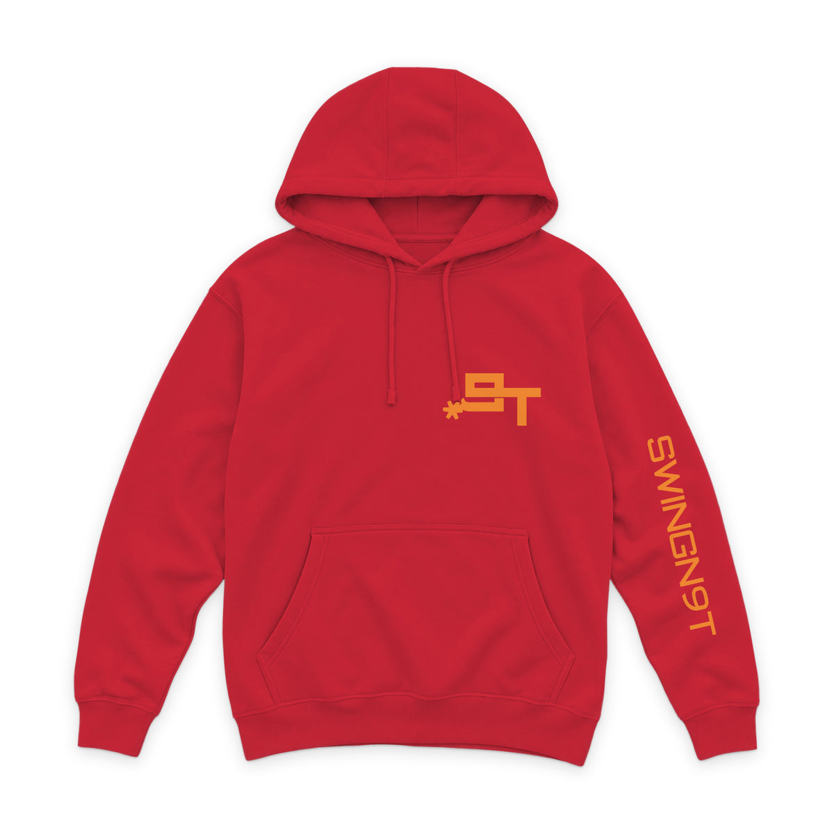 Tied On Branded Hoodie — Red — front view on white
