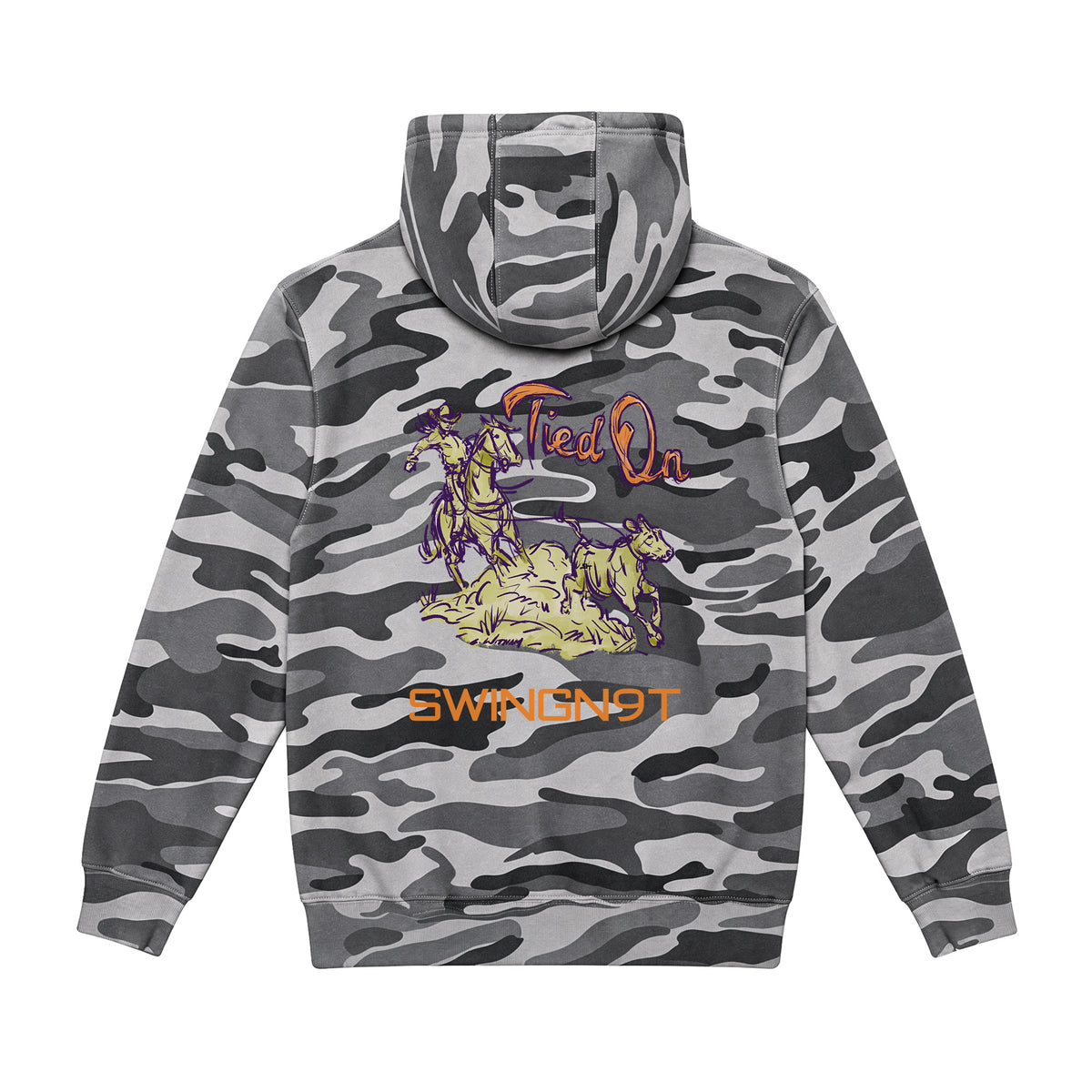 Tied On Branded Hoodie / Slate Camo / back on white
