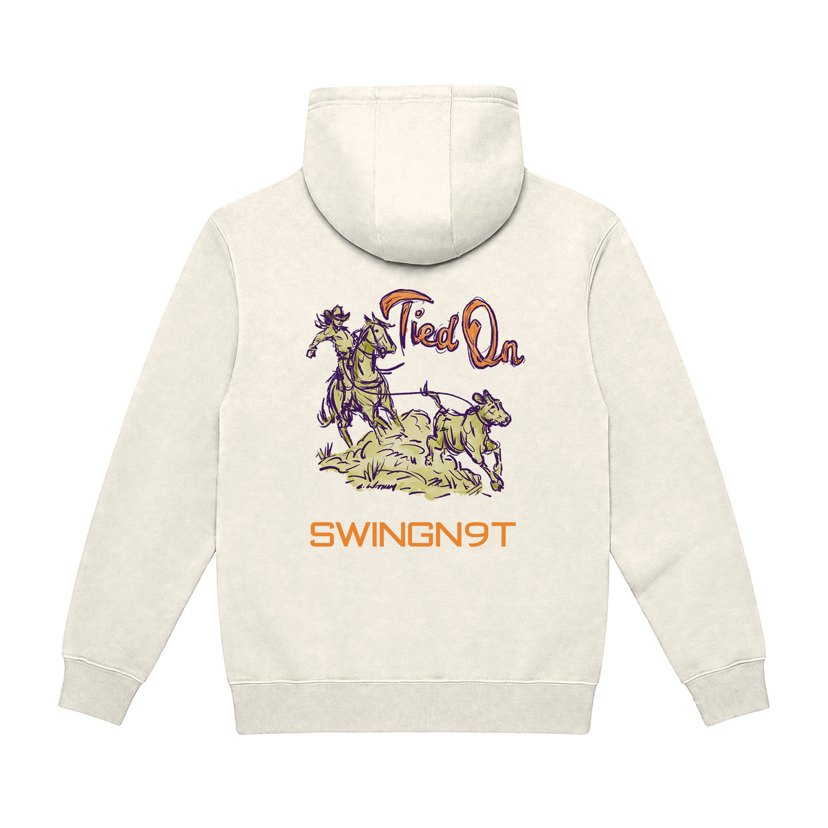 Tied On Branded Hoodie / Sand / back on white