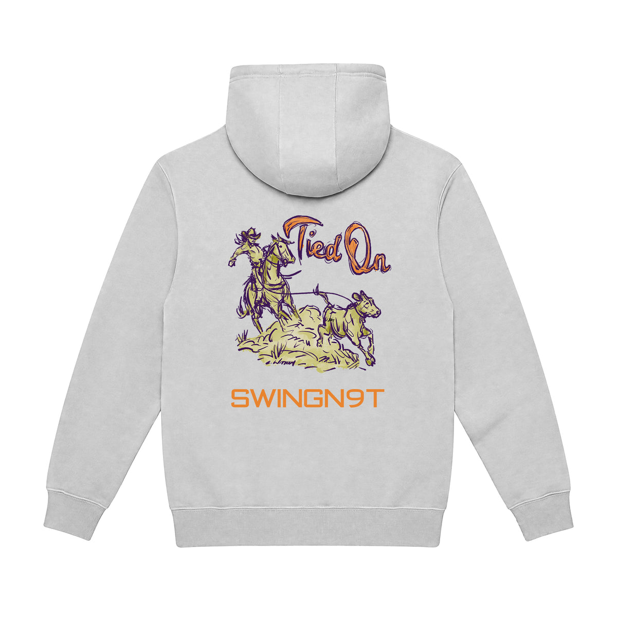 Tied On Branded Hoodie / Dove Grey / back on white