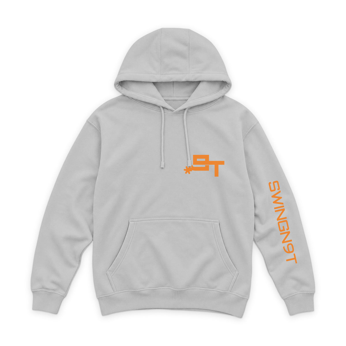 Tied On Branded Hoodie — Dove Grey — front view on white