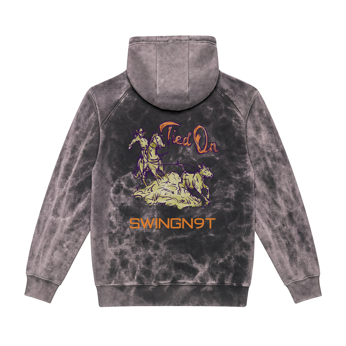 Tied On Branded Hoodie / Cloud Black / back on white