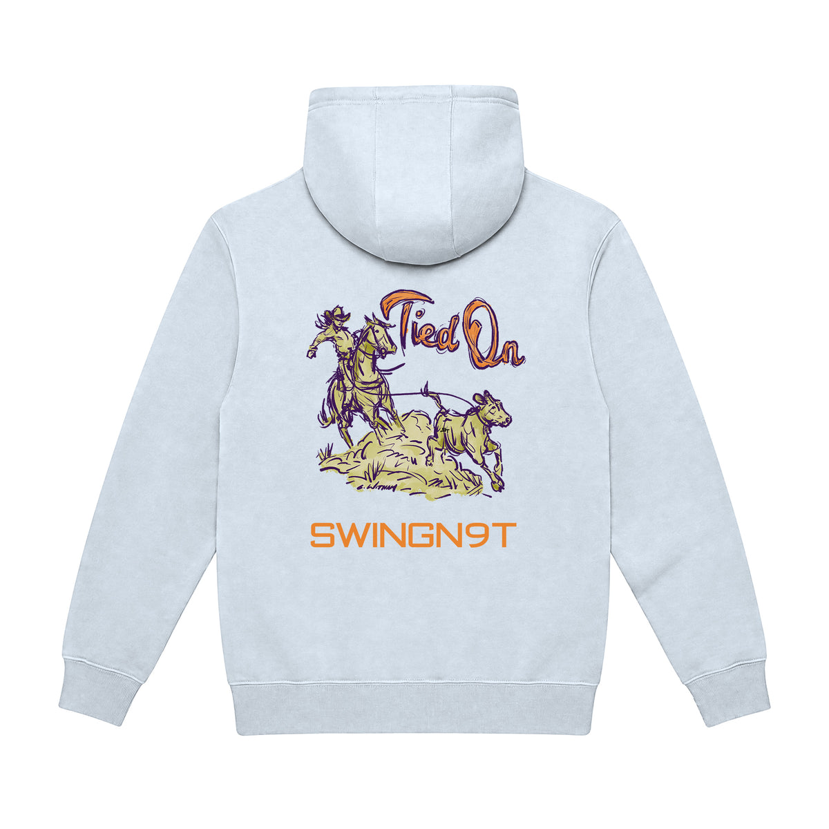 Tied On Branded Hoodie / White / back on white