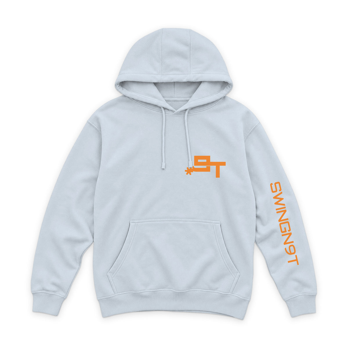 Tied On Branded Hoodie — White — front view on white