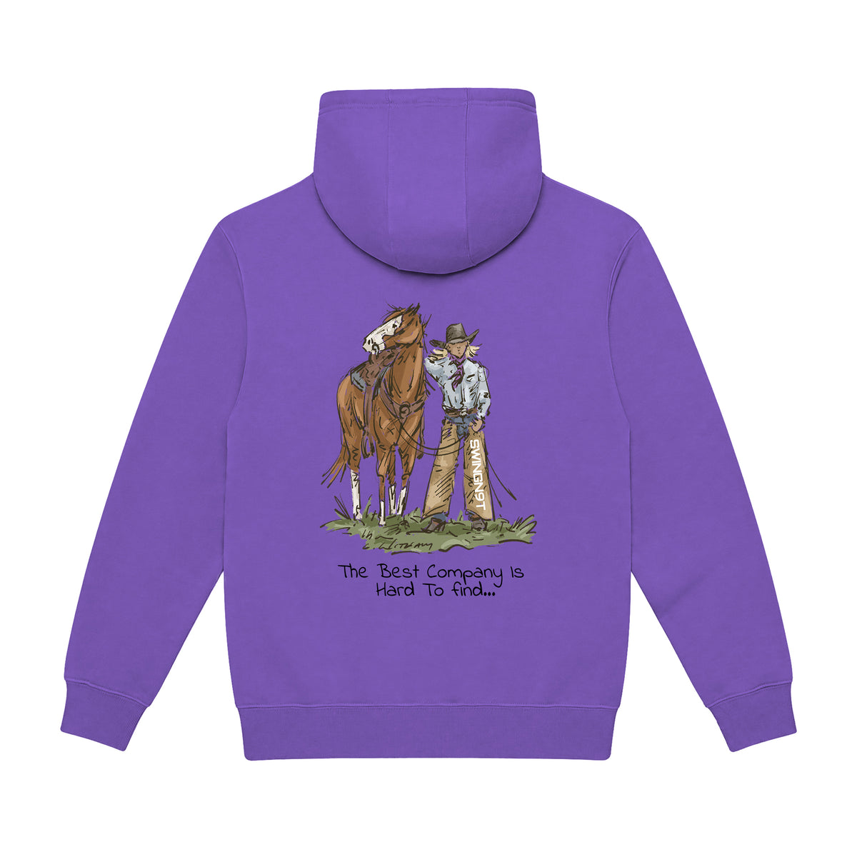 The Best Company Hoodie / Purple / back on white