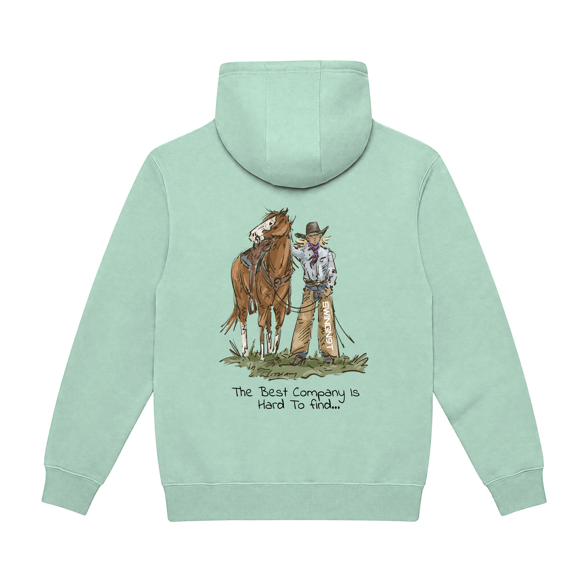 The Best Company Hoodie / Seafoam / back on white