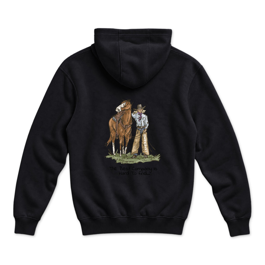 The Best Company Hoodie — Black — back view on white