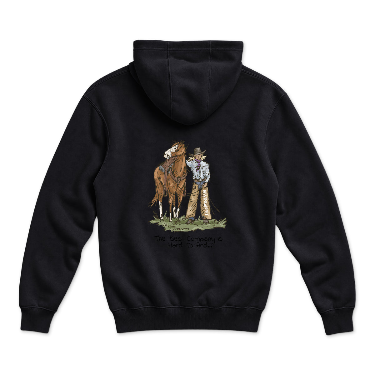 The Best Company Hoodie — Black — back view on white