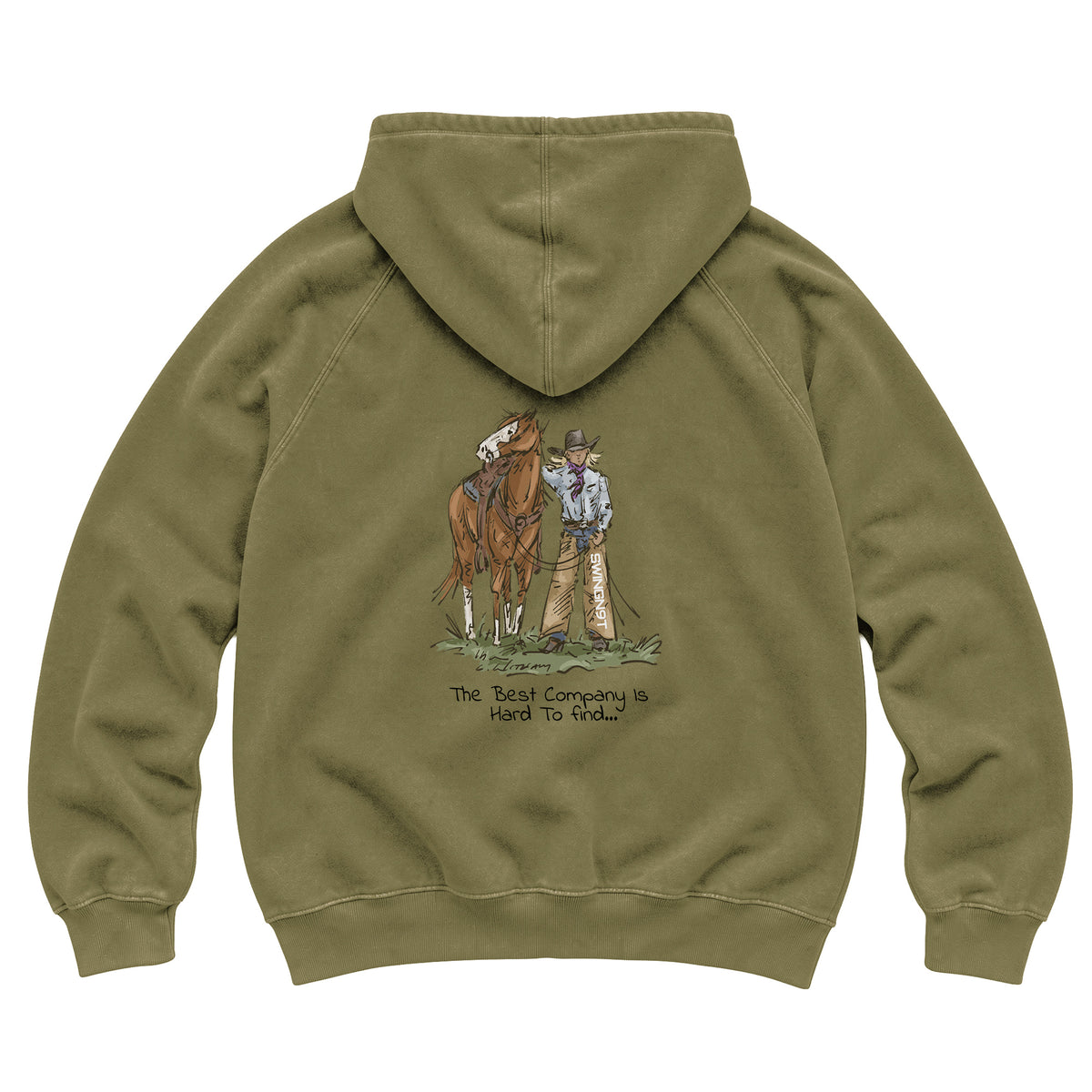 The Best Company Hoodie / Vintage Olive / back on white