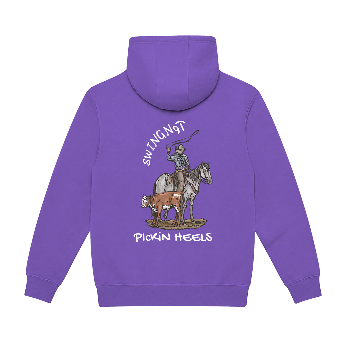 Pickin Heels Hoodie / Purple / back on white