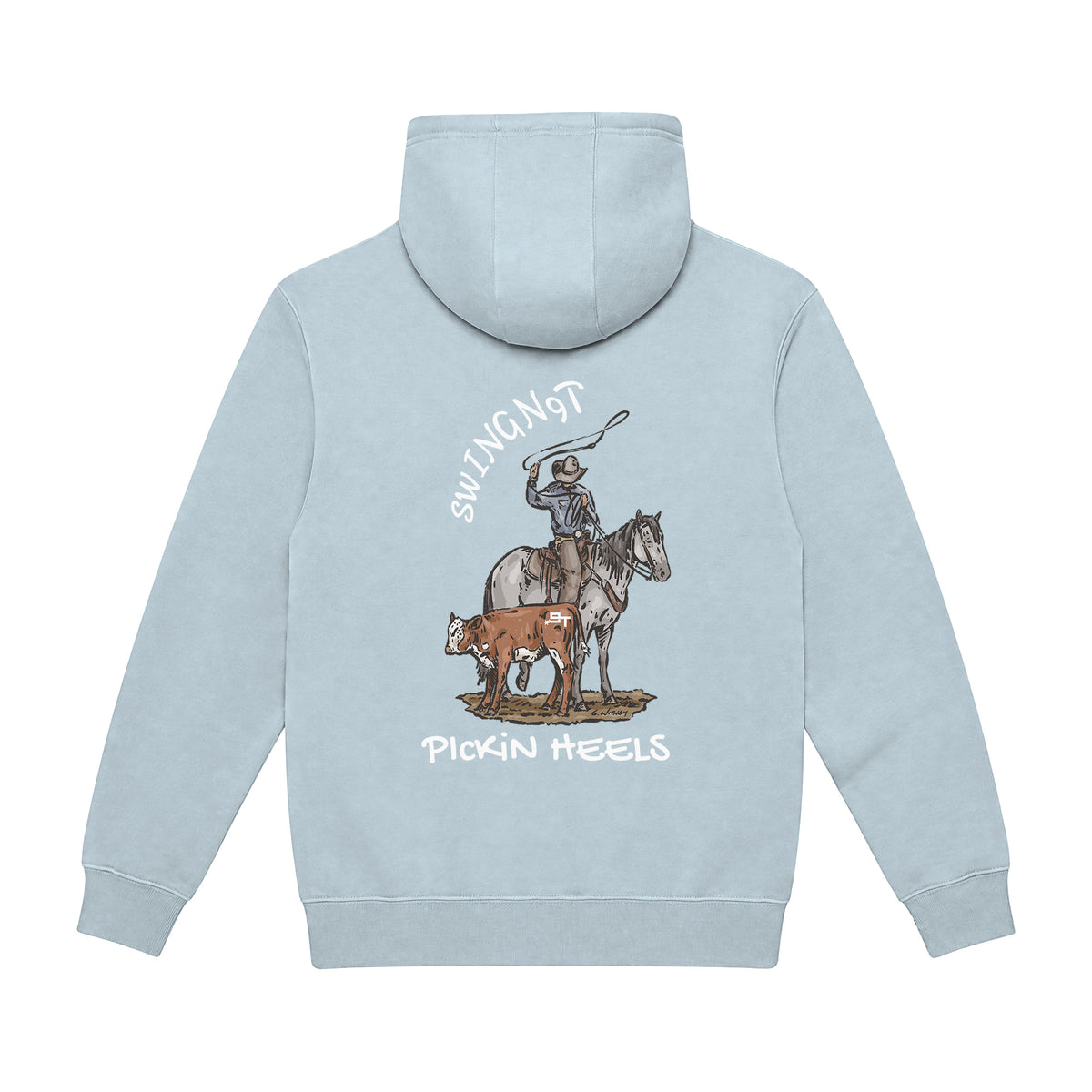 Pickin Heels Hoodie / Blue Mist / back on white