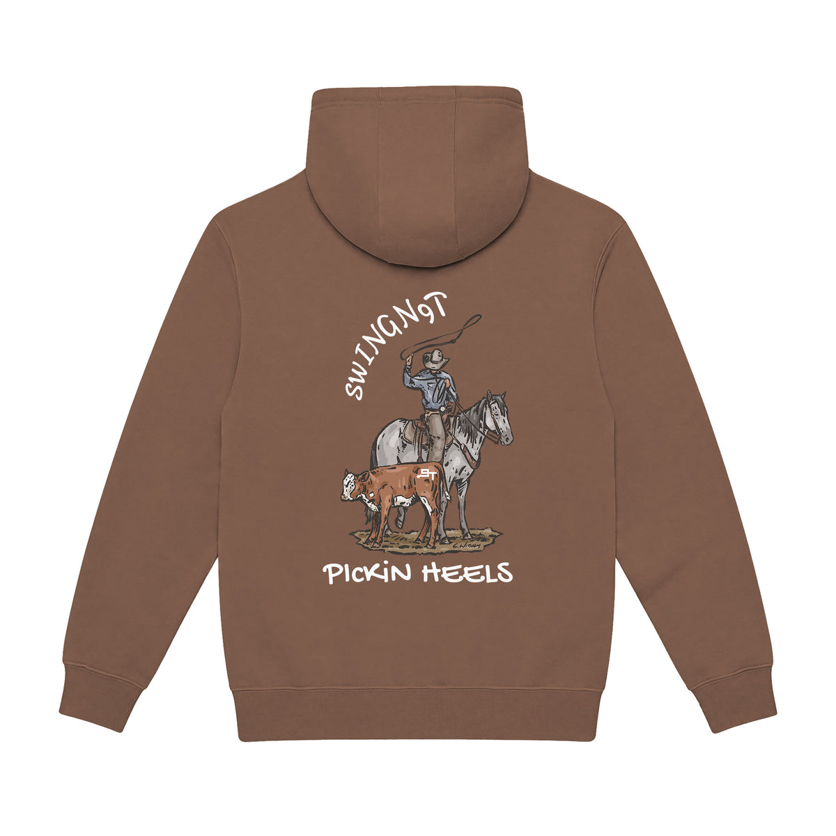 Pickin Heels Hoodie / Chestnut / back on white